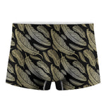 Gold And Black Feather Pattern Print Men's Boxer Briefs