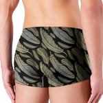 Gold And Black Feather Pattern Print Men's Boxer Briefs