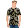 Gold And Black Feather Pattern Print Men's T-Shirt