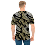 Gold And Black Feather Pattern Print Men's T-Shirt