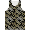 Gold And Black Feather Pattern Print Men's Tank Top