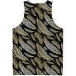 Gold And Black Feather Pattern Print Men's Tank Top