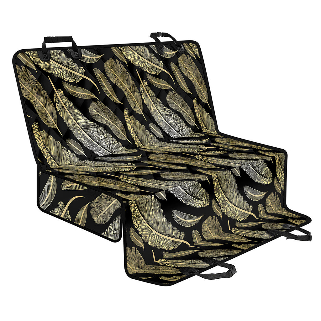 Gold And Black Feather Pattern Print Pet Car Back Seat Cover