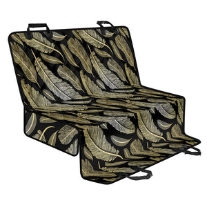 Gold And Black Feather Pattern Print Pet Car Back Seat Cover