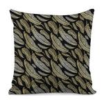 Gold And Black Feather Pattern Print Pillow Cover