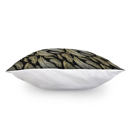 Gold And Black Feather Pattern Print Pillow Cover