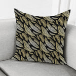 Gold And Black Feather Pattern Print Pillow Cover