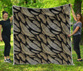 Gold And Black Feather Pattern Print Quilt