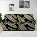 Gold And Black Feather Pattern Print Sofa Cover