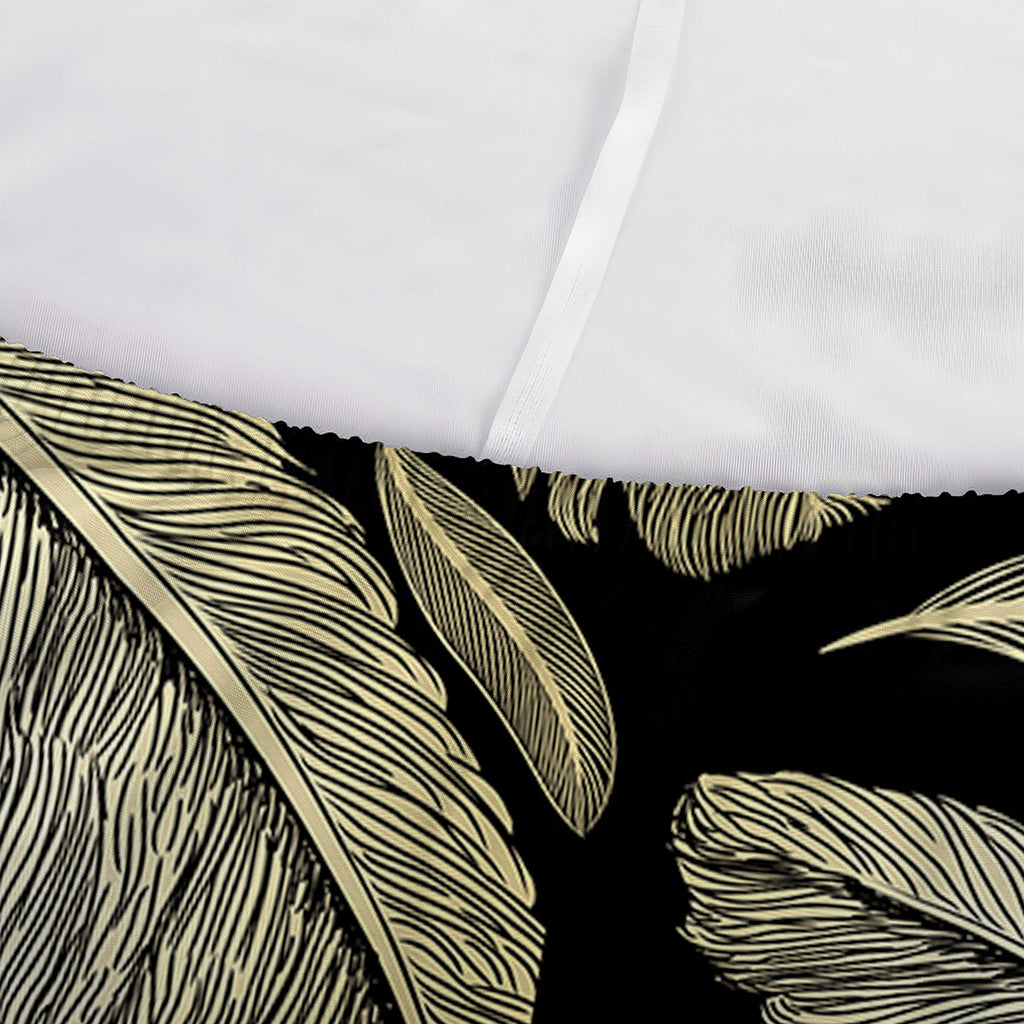 Gold And Black Feather Pattern Print Sofa Cover