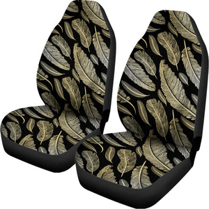 Gold And Black Feather Pattern Print Universal Fit Car Seat Covers