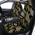 Gold And Black Feather Pattern Print Universal Fit Car Seat Covers