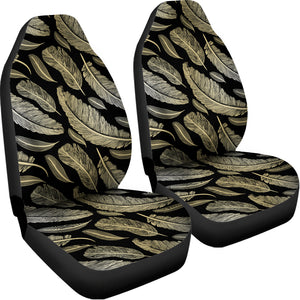 Gold And Black Feather Pattern Print Universal Fit Car Seat Covers