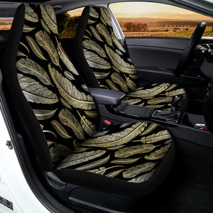 Gold And Black Feather Pattern Print Universal Fit Car Seat Covers