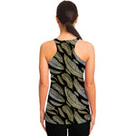 Gold And Black Feather Pattern Print Women's Racerback Tank Top