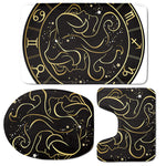 Gold And Black Gemini Sign Print 3 Piece Bath Mat Set