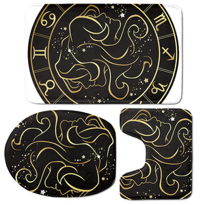 Gold And Black Gemini Sign Print 3 Piece Bath Mat Set