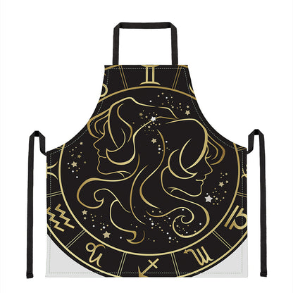 Gold And Black Gemini Sign Print Apron