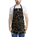 Gold And Black Gemini Sign Print Apron