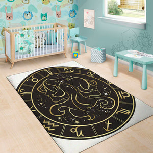 Gold And Black Gemini Sign Print Area Rug