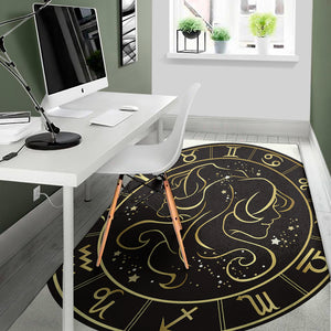 Gold And Black Gemini Sign Print Area Rug