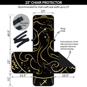 Gold And Black Gemini Sign Print Armchair Protector