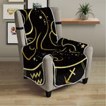 Gold And Black Gemini Sign Print Armchair Protector