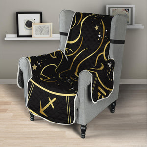 Gold And Black Gemini Sign Print Armchair Protector