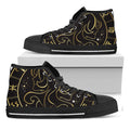 Gold And Black Gemini Sign Print Black High Top Sneakers