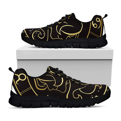 Gold And Black Gemini Sign Print Black Sneakers