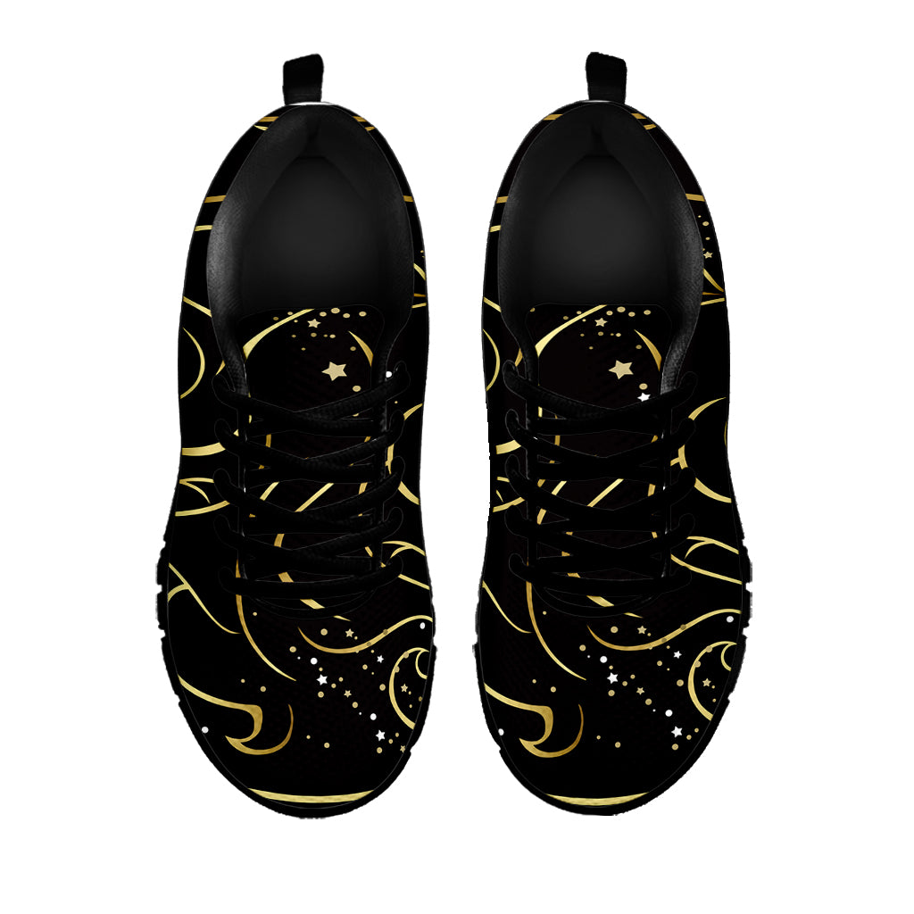 Gold And Black Gemini Sign Print Black Sneakers