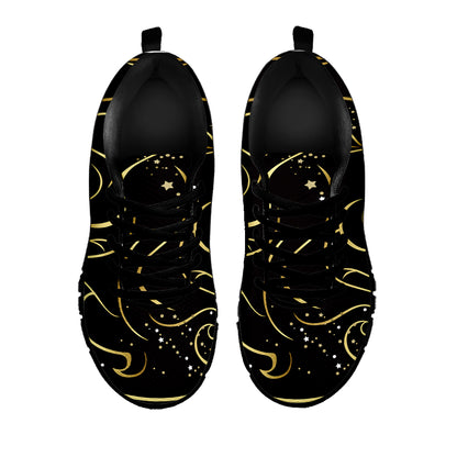 Gold And Black Gemini Sign Print Black Sneakers