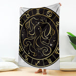 Gold And Black Gemini Sign Print Blanket