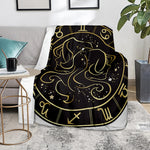 Gold And Black Gemini Sign Print Blanket