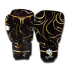 Gold And Black Gemini Sign Print Boxing Gloves