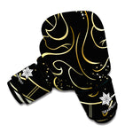 Gold And Black Gemini Sign Print Boxing Gloves