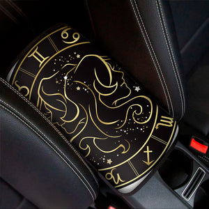 Gold And Black Gemini Sign Print Car Center Console Cover