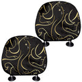 Gold And Black Gemini Sign Print Car Headrest Covers