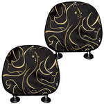 Gold And Black Gemini Sign Print Car Headrest Covers