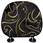 Gold And Black Gemini Sign Print Car Headrest Covers