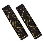 Gold And Black Gemini Sign Print Car Seat Belt Covers