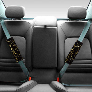 Gold And Black Gemini Sign Print Car Seat Belt Covers