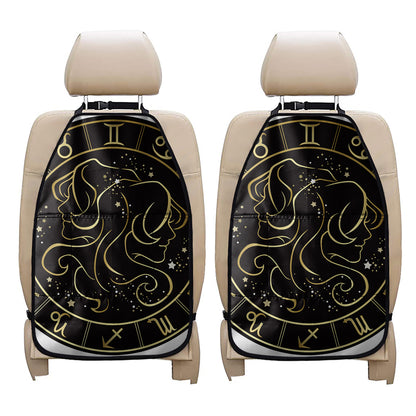Gold And Black Gemini Sign Print Car Seat Organizers
