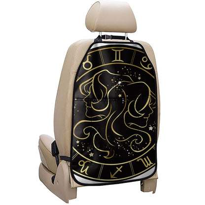 Gold And Black Gemini Sign Print Car Seat Organizers