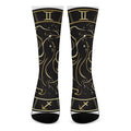 Gold And Black Gemini Sign Print Crew Socks