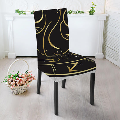 Gold And Black Gemini Sign Print Dining Chair Slipcover
