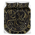 Gold And Black Gemini Sign Print Duvet Cover Bedding Set