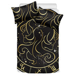 Gold And Black Gemini Sign Print Duvet Cover Bedding Set