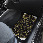 Gold And Black Gemini Sign Print Front and Back Car Floor Mats