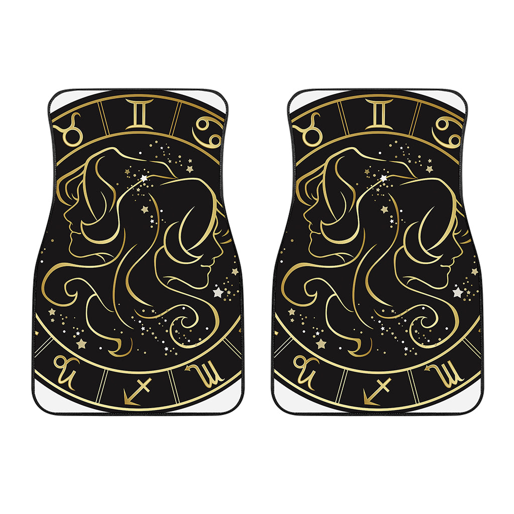 Gold And Black Gemini Sign Print Front Car Floor Mats